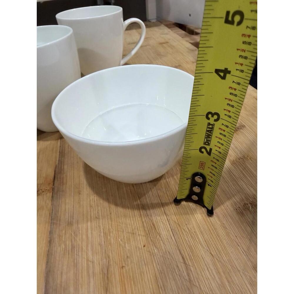 Mikasa Delray Modern White Bone China Coffee Mug Cup & Bowl Set Of 4 * - Picture 3 of 14